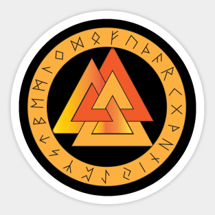 Viking Valknut with Runes Sticker